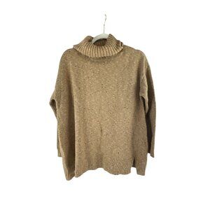 J.Jill Womens Speckled Turtleneck Sweater S Tan Long Sleeves Oversized Lagenlook